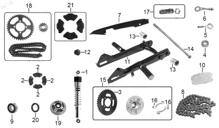 Diagrama Amortiguación Trasera y Suspensión Italika DT90 2017