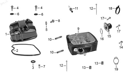 Diagrama Cabeza de cilindro — Cubierta Cabeza Cilindro para moto Hero ECO 150 CARGO ECO 150 MAX ECO 150 TR 2022-2026