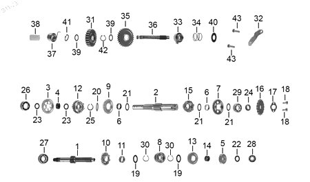 Diagrama Transmisión — Engrane Eje Sec 34T para moto Hero ECO 150 CARGO HUNK 150 ECO 150 MAX 2022-2026