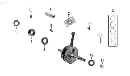 Diagrama Cigüeñal — Conjunto Cigüenal para moto Hero ECO 150 CARGO ECO 150 MAX ECO 150 TR 2022-2026