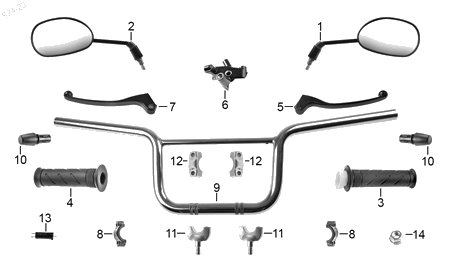 Diagrama Manubrio — Soporte Palanca Der para moto Hero ECO 150 CARGO ECO 150 MAX ECO 150 TR 2022-2026