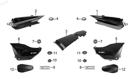 Diagrama Plásticos de color — Cubrepuños Izq para moto Hero ECO 150 CARGO ECO 150 TR 2022-2026