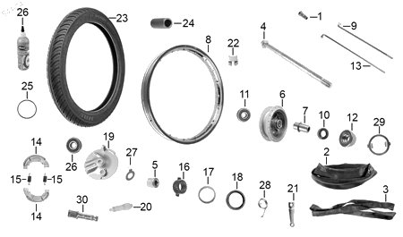 Diagrama Rueda delantera — Rin Del para moto Hero ECO 150 CARGO ECO 150 TR 2022-2026