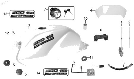 Diagrama Tanque de combustible — Tornillo M8X25 para moto Hero ECO 150 CARGO HUNK 190 R XPULSE 200 T 2022-2026