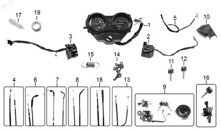 Diagrama Controles y mandos — Velocimetro para moto Hero ECO 150 CARGO ECO 150 MAX ECO 150 TR 2022-2026