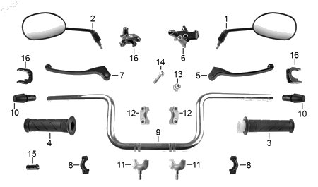 Diagrama Manubrio para moto Hero ECO 150 MAX 2025 — refacciones compatibles