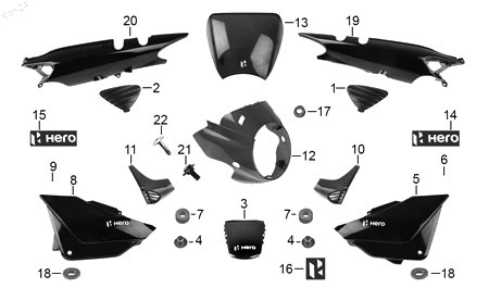 Diagrama Plásticos de Color para moto Hero ECO 150 MAX 2025 — refacciones compatibles