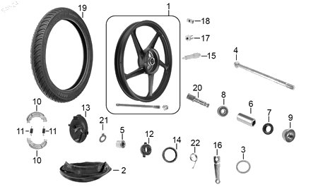 Diagrama Rueda Delantera para moto Hero ECO 150 MAX 2025 — refacciones compatibles