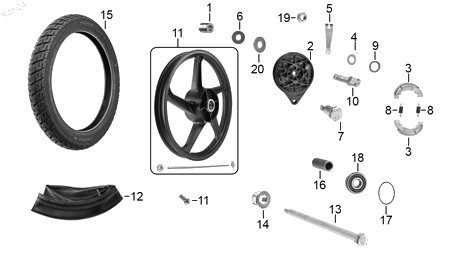 Diagrama Rueda Trasera para moto Hero ECO 150 MAX 2025 — refacciones compatibles