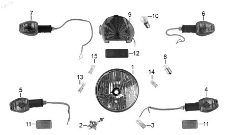 Diagrama Luces para moto Hero ECO 150 MAX 2025 — refacciones compatibles
