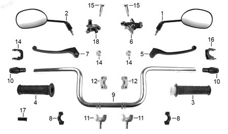 Diagrama Manubrio — Tapon Protector Puños para moto Hero ECO 150 TR XPULSE 200 XPULSE 200 X 2022-2025