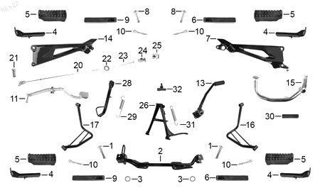 Diagrama Pedales y posapies — Posapie Tras Der para moto Hero ECO 150 MAX ECO 150 TR 2022-2026
