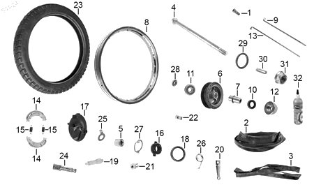 Diagrama Rueda delantera — Panel Freno Del para moto Hero ECO 150 MAX ECO 150 TR 2022-2026