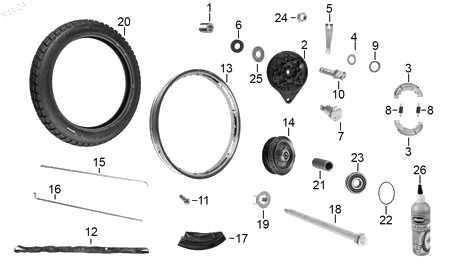 Diagrama Rueda trasera — Llanta Tras para moto Hero ECO 150 TR 2022-2024