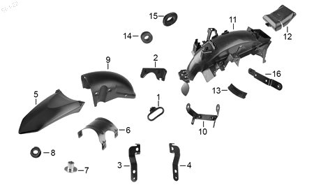 Diagrama Salpicaderas — Salpicadera Inferior Del para moto Hero ECO 150 TR 2022-2024