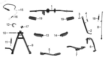 Diagrama Pedales y Posapiés Italika FT115 2018