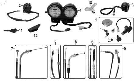 Diagrama Controles y Mandos Italika FT150G NEGRA 2018