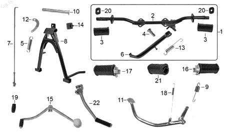 Diagrama Pedales y Posapiés Italika FT150 GTI 2016