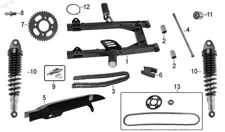 Diagrama Amortiguación Trasera y Suspensión Italika FT150 GTI 2016