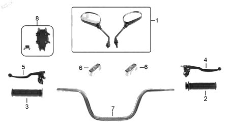 Diagrama Manubrio para moto Italika FT150 2027 — refacciones compatibles