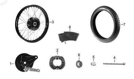 Diagrama Rueda Trasera para moto Italika FT150 2027 — refacciones compatibles
