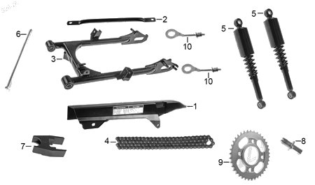 Diagrama Amortiguación Trasera y Suspensión Italika FT125 DELIVERY 2016
