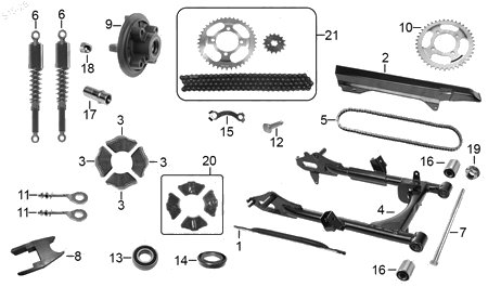 Diagrama Amortiguación Trasera y Suspensión Italika RC150 GT 2015