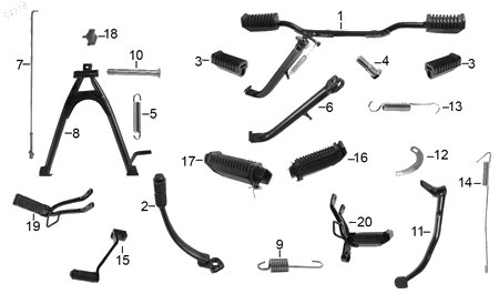 Diagrama Pedales y Posapiés Italika FT180 TS 2020