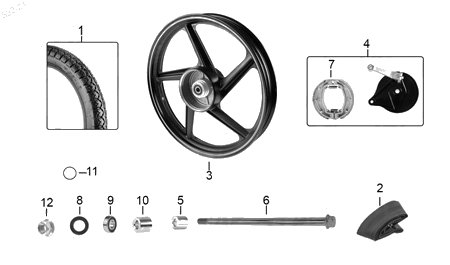 Diagrama Rueda Trasera para moto Italika FT200 2026 — refacciones compatibles