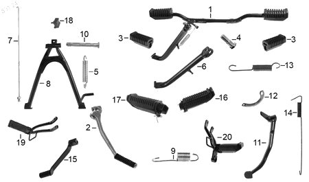Diagrama Pedales y Posapiés Italika FT150 GTS 2023