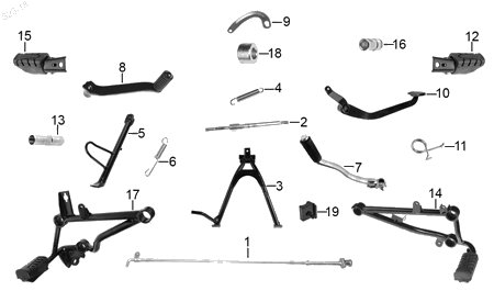 Diagrama Pedales y Posapiés Italika FT200 TS 2019