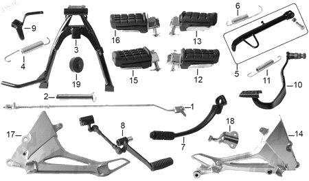 Diagrama Pedales y Posapiés Italika FT250 2016