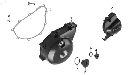 Diagrama Cubierta izquerda carter — Cubierta Decorativa Izq 14mm para moto Hero HUNK 160 R HUNK 150 HUNK 190 R 2021-2027