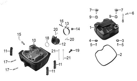 Diagrama Cabeza de cilindro — Empaque Cabeza Cilindro para moto Hero HUNK 150 HUNK 190 R XPULSE 200 T 2022-2025