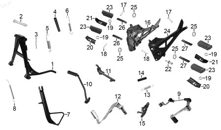 Diagrama Pedales y posapies — Perno De Posapie Der para moto Hero HUNK 150 2022-2025