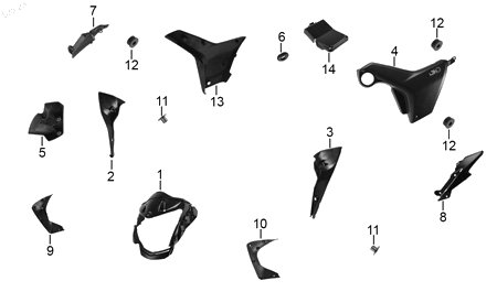 Diagrama Plásticos — Cubierta Faro para moto Hero HUNK 150 2022-2025