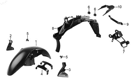 Diagrama Salpicaderas — Cubierta Salpicadera Der Rojo para moto Hero HUNK 150 2024-2025
