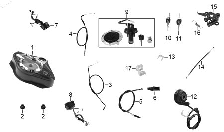 Diagrama Controles y Mandos para moto Hero HUNK 150 2023 — refacciones compatibles