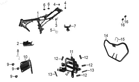 Diagrama Cuadro — Soporte Motor para moto Hero HUNK 150 2022-2025