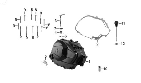 Diagrama Cubierta derecha carter — Cubierta Carter Der para moto Hero HUNK 160 R 2021-2025