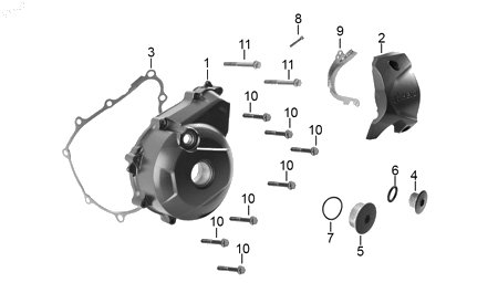 Diagrama Cubierta Izquierda Cárter para moto Hero HUNK 160 R 2021 — refacciones compatibles