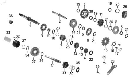 Diagrama Transmisión para moto Hero HUNK 160 R 2021 — refacciones compatibles
