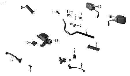 Diagrama Manubrio — Espejo Der para moto Hero HUNK 160 R HUNK XTREME 160 R 2021-2027