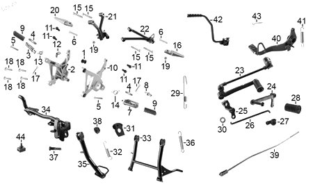 Diagrama Pedales y posapies — Soporte Posapie Del Der para moto Hero HUNK 160 R 2021-2025