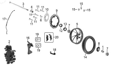 Diagrama Rueda delantera — Juego Rin Del para moto Hero HUNK 160 R 2021-2025