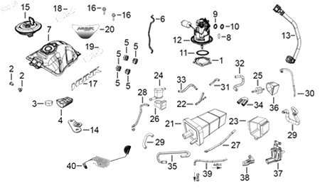 Diagrama Tanque de combustible — Tanque Combustible para moto Hero HUNK 160 R 2023-2024