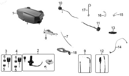 Diagrama Controles y mandos — Seguro Cerradura Asiento para moto Hero HUNK 160 R HUNK XTREME 160 R 2021-2027