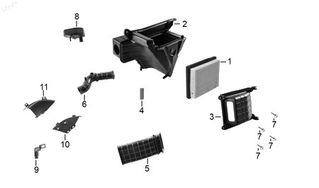 Diagrama Filtro de aire y sistema de enfriamiento — Tubo Aire Izq para moto Hero HUNK 160 R 2022-2025