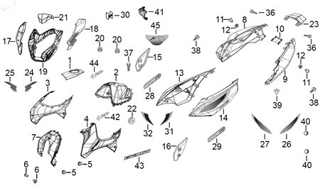 Diagrama Plásticos de color — Etiqueta Tanque Der para moto Hero HUNK 160 R 2023-2024