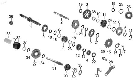 Diagrama Transmisión para moto Hero HUNK 160 R 2025 — refacciones compatibles